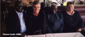 Coe pictured with the Diacks and Nick Davies, who is currently being investigated by the IAAF Ethics Board
