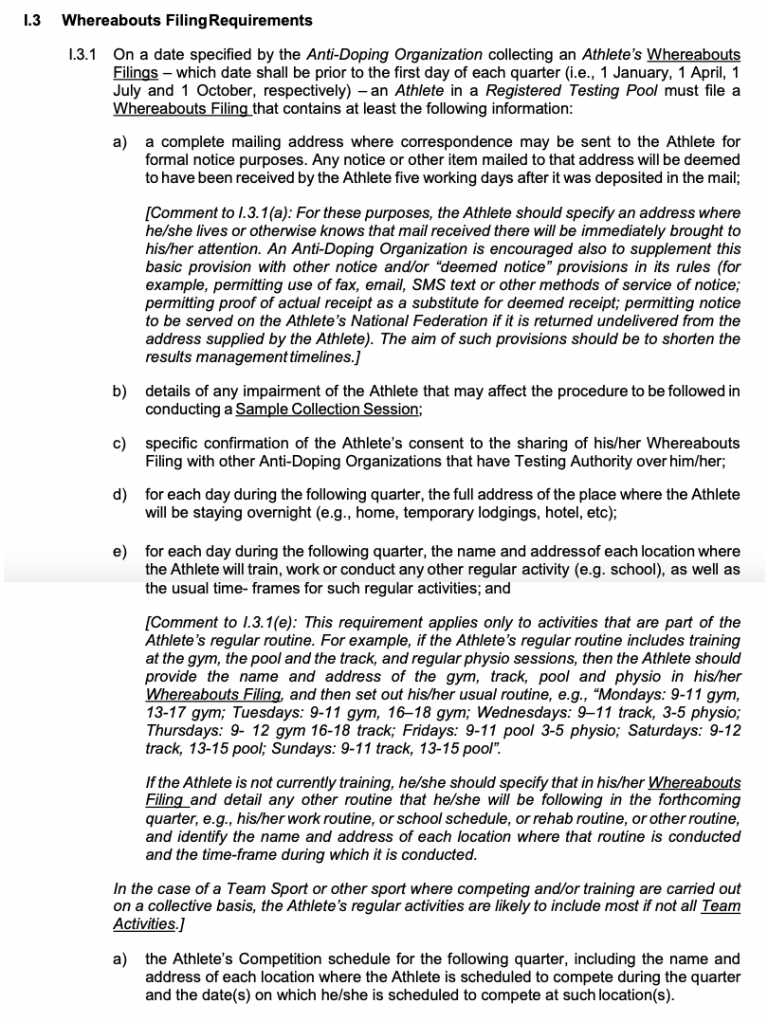 Locating athletes for anti-doping tests: issues with WADA’s ...